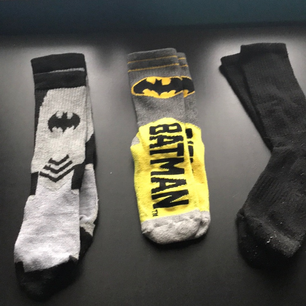 Sock Bundle 2 Batman and 1 Solid Black